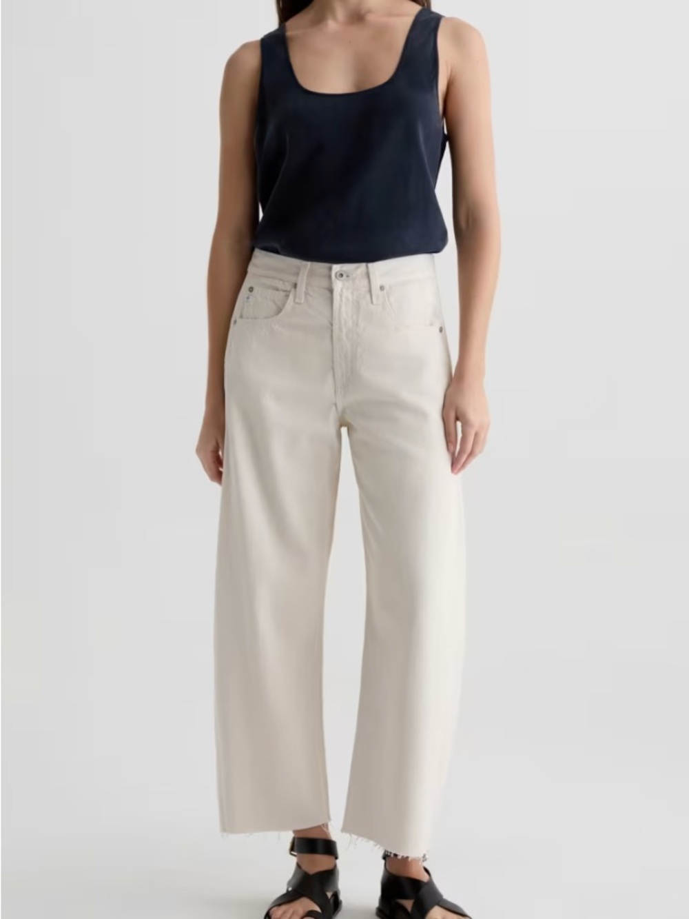 AG Hattie High Rise Crop Barrel Jeans in Opal Stone 29 - Picture 2 of 15